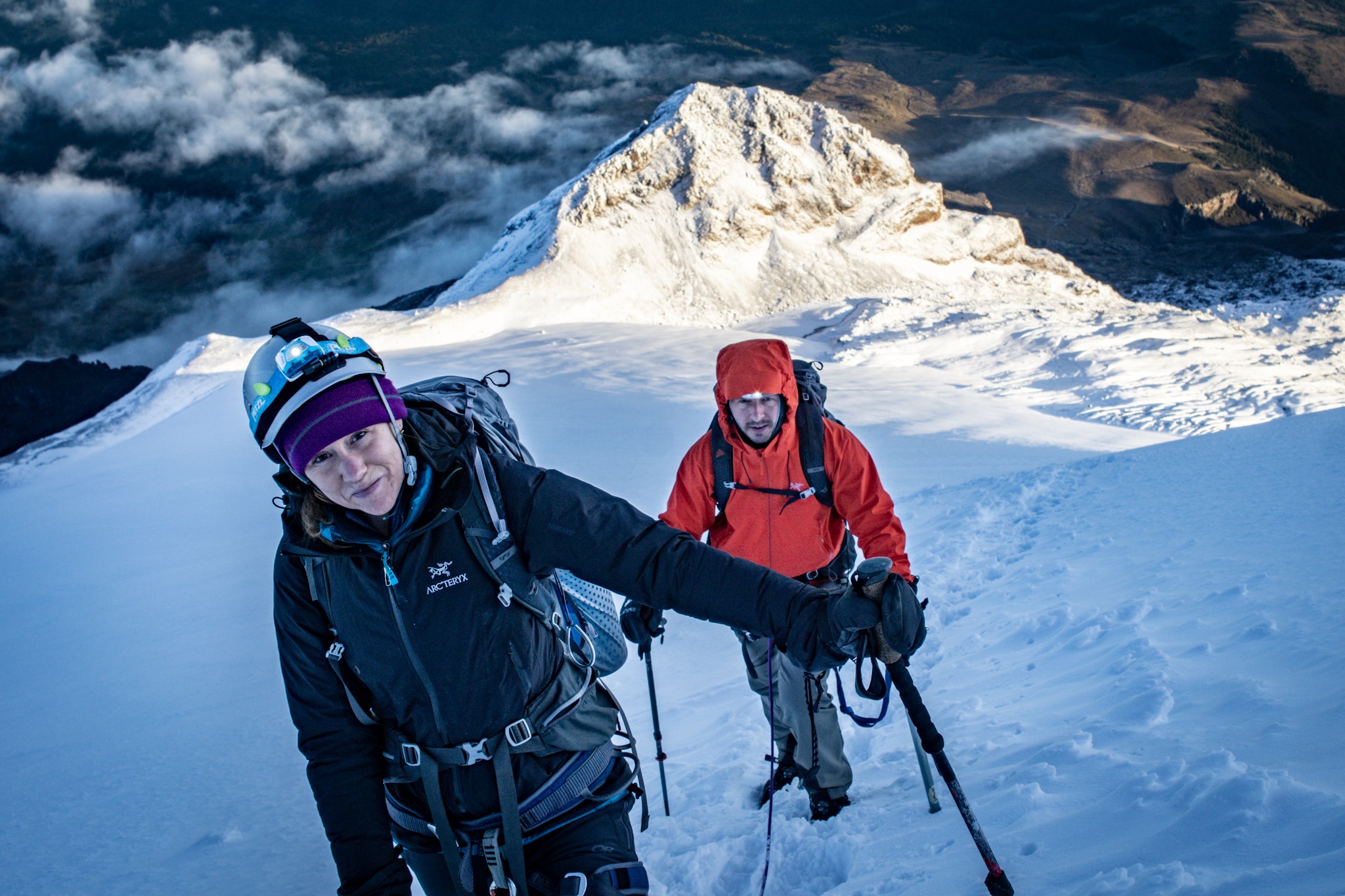 Expedition group on the high glacier — Mexico Triple Crown